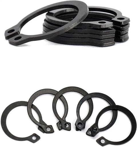 Five Pack of 100 To 120 Mm External Retaining Rings C Clips made from 65Mn spring steel, ideal for securing bearings, gears, and pulleys.