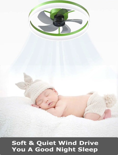 Super Quiet Modern Ceiling Fan With Dimmable LED Lights Remote Control Timing And Reversible Blades Low Profile Flush Mount