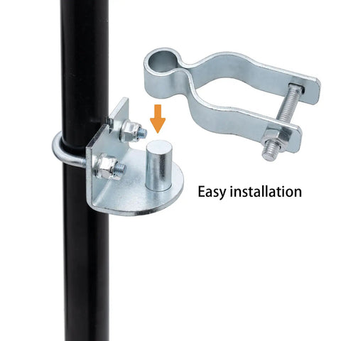 Heavy Duty 2 Pack T Post Gate Hinge Kit With One And Three Eighths Inch U Bolt Clamps Built To Last 200 Degree Rotating Female Hinges