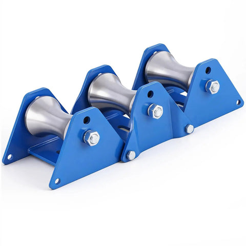 Beefed-Up Industrial Grade Heavy Duty Cable Puller Sheave With 180 Degree Adjustable Angle, featuring three steel wheels.