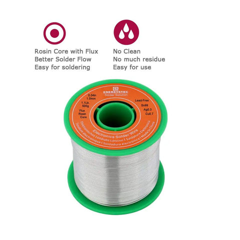 Lead Free Solder Wire With Rosin Flux Core For Electronics Soldering And Repairs, Sn99 Ag0.3 Cu0.7 Alloy, 1.1 Lb Spool, 0.04 Inch Diameter