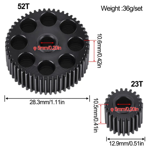 Slick Lightweight Front Gear Set For 13T And 16T Ratios Upgrades Your Vs4 10 Phoenix Portal And Vfd Transmission Kits with 52T and 23T gears.