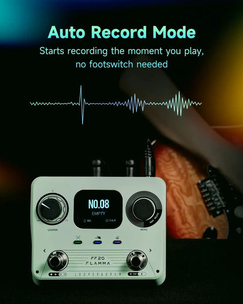 Dual Footswitch Stereo Looper Pedal For Guitar And Bass With Screen Auto Record 300 Minutes Recording displayed