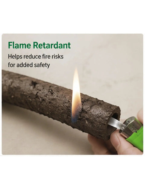 Flame-resistant Straight Up Realistic Artificial Tree Bark Cable Cover With Hollow Flexible Vine Conduit Tube burning test.