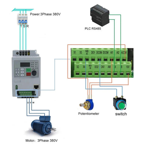 Heavy Duty 7.5kW To 11kW Variable Frequency Drive VFD For 3 Phase Motors Inverter Frequency Converter 380V 400V AC wiring diagram
