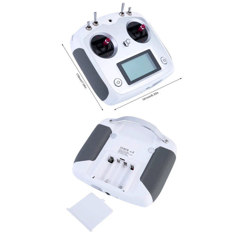 2.4G AFHDS 2A RC Transmitter With Snappy Touchscreen 10 Channel Radio Controller For Quadcopters And Multirotors shown front and back
