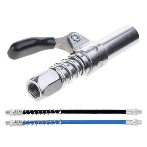 Grease Coupling Kit With 30cm Hose For Auto And Machinery Maintenance Flexible Reach One Hand Handle Enhanced Sealing shown in detail