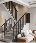 Tough As Nails Side Mount Stair Railings And Deck Balusters With Adjustable Angle Brackets Complete Hardware Kit Black indoor staircase with railing.