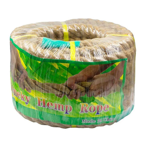 All Natural Jute Rope 1 Inch By 48 Feet 4 Strand Twisted Hemp Rope For Crafts Macrame DIY Home Decor Cat Scratching Post Hammock And Nautical Projects Brown shown packaged