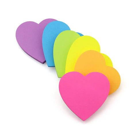 Heart Shaped Sticky Notes Set With Six Bright Colors 3 By 3 Inch Pads 75 Sheets Per Pad Easy Peel No Residue Memo Pads