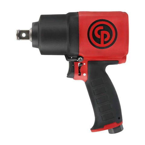 Shop Tested 3/4 Inch Air Impact Wrench Pumping Out 1400 Ft Lbs Mean Torque With Twin Hammer Mechanism and smooth pistol grip side view.