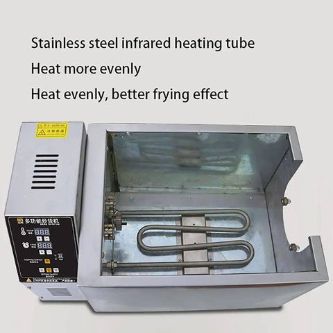 Transform Your Daily Grind With This Heavy Duty Electric Coffee And Nut Roaster Featuring Digital Timer And Precision Thermostat showing stainless steel heating tube.
