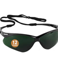 Nemesis Safety Glasses with IRUV Shade 5.0 Lenses in Black Frame, ANSI Z87.1 Plus Certified Eye Protection, Lightweight Sporty Build