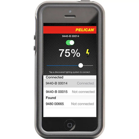 Smart battery readout interface for Top Tier Heavy Duty Rechargeable 6000 Lumen LED Flashlight display on mobile device.
