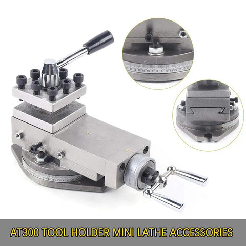 Top Shelf Heavy Duty Mini Metal Lathe Tool Post Assembly With 80mm Stroke Quick Change Holder for benchtop machining.