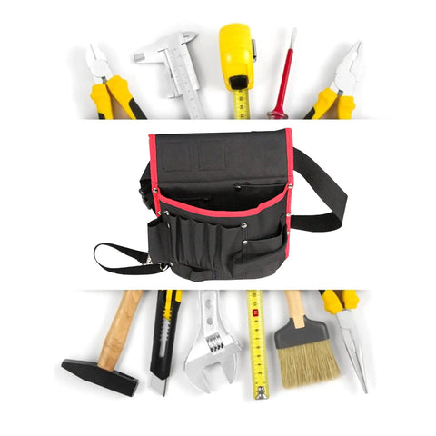 Heavy Duty Multi Pocket Tools Bag For Window Tinting And Wrapping Film, Canvas Oxford Cloth Organizer With 13 Tool Holes, black waist belt bag