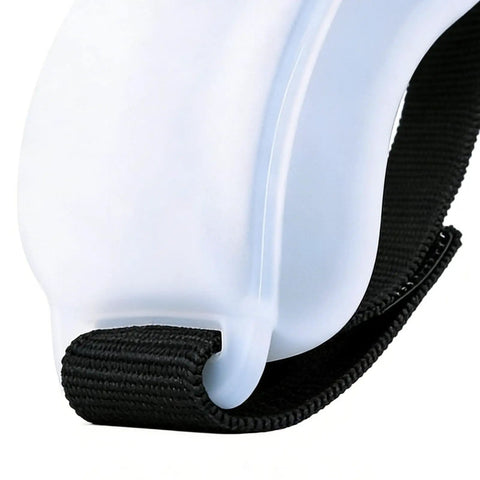 Close-up of Hands Free Wrist Water Bottle For Running And Cycling With Secure Strap No Sweat Leakproof Design showing strap detail.