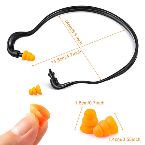 Silicone Ear Plugs With Corded Design For Sleep Shooting Travel And Work Site Hearing Protection Reusable Inner Aural Ear Plugs Includes 18 Pairs Of Replacements Soft Washable For All Day Comfort And Noise Reduction shown with dimensions and cord.