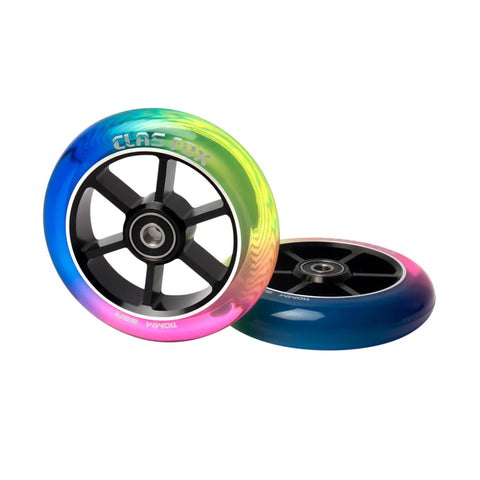Top Shelf Pro Stunt Scooter Wheels 110Mm With Fast Rolling Abec 9 Bearings And Cnc Machined Aluminum Core Mid Rebound Polyurethane Shell designed for street tricks.