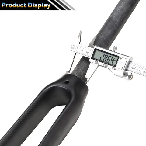 Ultra Light Full Carbon Fiber Road Fork 28.6mm 700C 1-1/8 Straight Threadless with caliper measuring 28.64mm