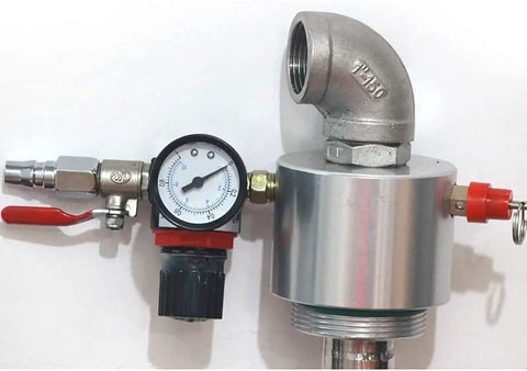 Heavy Duty Air Operated Drum Pump Built With Stainless Steel For High Flow Barrel Transfer pressure gauge and pneumatic motor.
