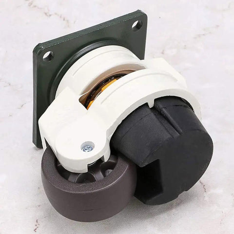 Top Shelf Leveling Casters With Slick Non Marking Rubber Pads For Workbench And Tool Cart Heavy Duty Swivel Rollers close-up view.