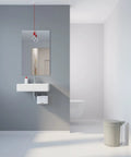 Compact Tankless Electric Water Heater For Handwashing Sink 5.7 kW 240V installed under a modern bathroom sink