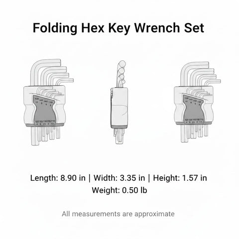 Compact Folding Hex Key Set With 9 Premium S2 Alloy Steel Allen Wrench Sizes For Bike Repair And Furniture Assembly, folded 8.9 x 3.35 x 1.57 in