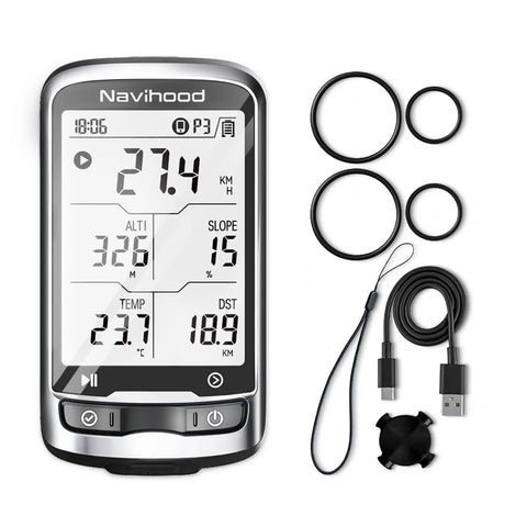 Ultra Thin GPS Bike Computer With 2.3 Inch Laminated Screen Wireless IPX7 Waterproof Bluetooth ANT Plus Cycling Computer Lightweight 45g