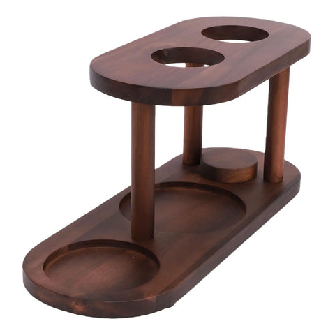 Solid Wood Pour Over Coffee Station With A Hella Sturdy Elevated Dripper Stand and Smooth Polished Edges for Top Shelf Brews with holder.