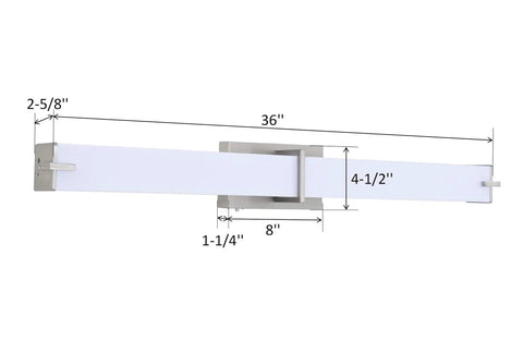 3 Color LED Bathroom Vanity Light Bar 36 Inch Dimmable 3000K 4000K 5000K Selectable 120V 30W 1800 Lumens Brushed Nickel Bath Fixture