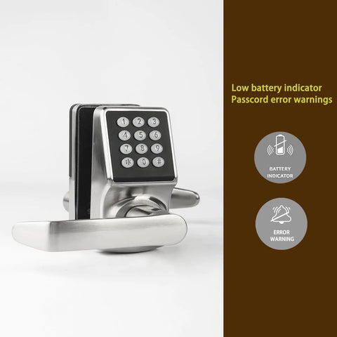 Slick Keyless Entry Door Lock With Handle Offering Hassle Free Digital Keypad And Ic Card Access For Fast Home Or Apartment Use Super Easy Install In Solid Satin Nickel Finish showing keypad and lever handle.