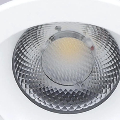 Close-up view of 9 Pack Led Recessed Downlights Beefy Aluminum Housing with lens design for warm white illumination.