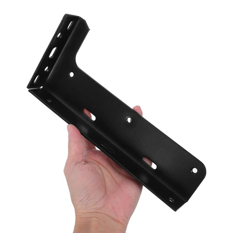 Invisible Floating Shelf Brackets L Shaped 2 Pack Heavy Duty Black Steel Wall Mount Supports for cabinets in hand close-up