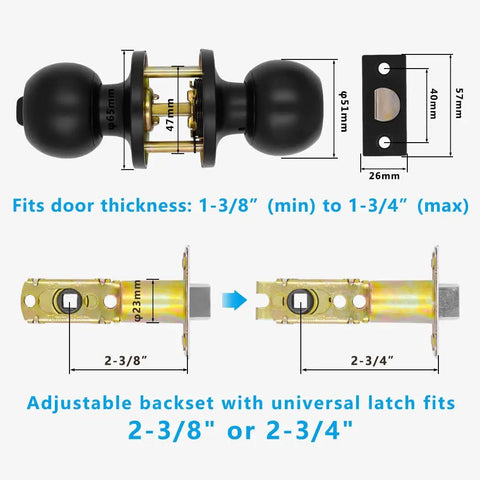 Matte Black Privacy Door Knobs Set 8 Pack with Turn Button Lock and Emergency Coin Unlock, Keyless Inside Handle, door fittings