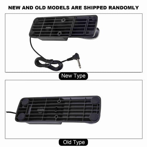 Back view of new and old models of Dope Universal Sustain Pedal For Digital Pianos And MIDI Keyboards One Quarter Inch Jack