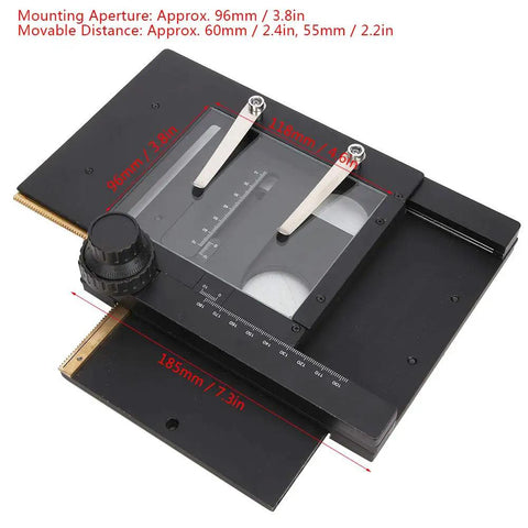 Manual XY Gliding Table Stage For Microscopes Pro Grade Aluminum Alloy Measuring Stand With Removable Platform Smooth Cross Travel Durable Easy Setup Precise Positioning For Lab And Desktop Microscope Work, black with 185mm base