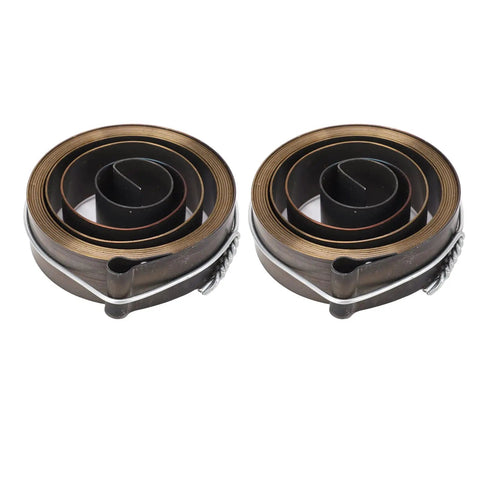 Two Pack Drill Press Return Spring Chrome Plated Quill Spring For Horizontal And Vertical Bench Drills High Grade Spring Steel Replacement Durable And Stable For Old Parts shown coiled, featuring chrome plating and high-grade steel construction.