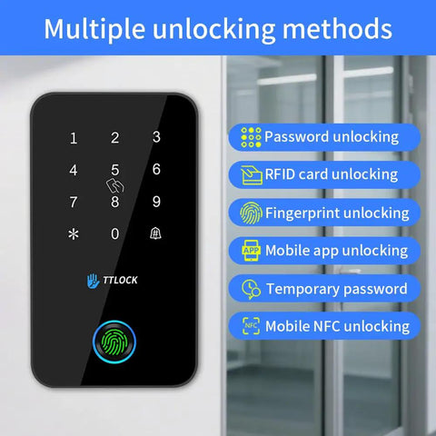 Waterproof Fingerprint Access System With App Bluetooth Unlock All In One Door Lock No Brainer Access NFC RFID Card Reader