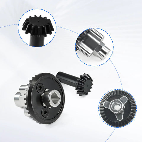 Bevel Gear Upgrade Kit for MJX Hyper Go 1 by 12 RC Car H12Y H12Y Plus and H12P with 33T and 13T metal front and rear axles close-up