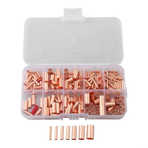 Top Pick 250Pcs Red Copper Wire Ferrules Kit With Seven Sizes Crimp Connectors And Heat Shrink Tubing For Auto Electrical Projects And Home Repair Needs To Fix Wiring Fast, assorted ferrules in case