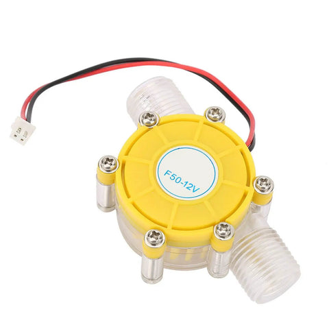 12V DC Water Turbine Generator Micro Hydroelectric Power Dynamo For Remote Energy, Ultra Low Water Pressure Start, High Efficiency Turbine With Half Inch Threaded Inlet And Outlet, Stainless Steel Screws, Durable DIY Renewable Power. Close-up view showing wiring and connections.