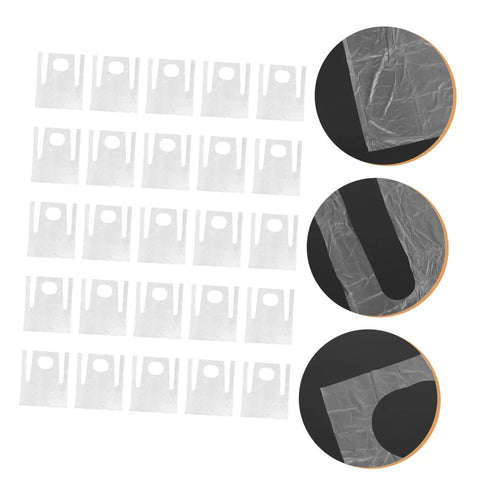 Get Ready To Tackle The Mess With This Slick Rock Solid Pack Of Twenty Five Chemical Resistant Waterproof Sleeveless Aprons In Transparent Plastic Perfect For Kitchen Grilling And Dirty Chores Giving You Zero Stress And Total Victory Today. Image showing 25 clear plastic sleeveless aprons rolled up.