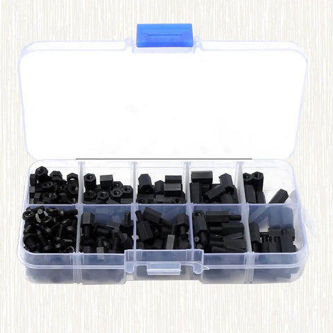 300 Pack Black Nylon Hex Standoff Spacer Nuts Kit For Screws Insulation Non Conductive High Temp Resistance Ideal For Home Electronics And Comm Gear Projects in organizer case