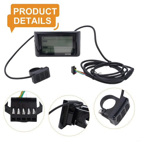 Electric Bike LCD Display Meter With Color Screen, Real-Time Speed, Ride Time, Power Usage, 5-Pin SM Controller Panel