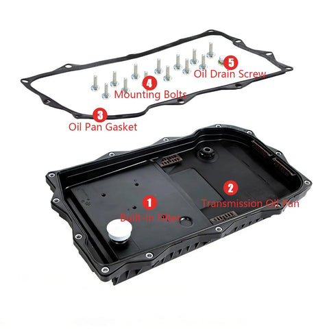BMW 8HP70 8 Speed Transmission Oil Pan with filter, gasket, screws kit for 2010-2017 models, leak-free seal