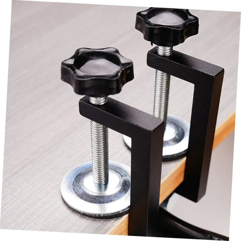 Two Pack Outdoor Chair Fasteners For Rattan And Wicker Furniture Easy Install Patio Sofa Clips shown in use on table edge
