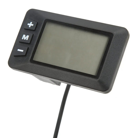 Real Time Battery Readout Electric Bike LCD Meter Panel for 36V Cycling with buttons and cable visible