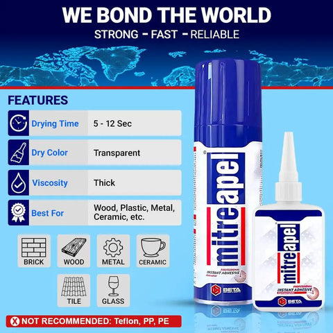 Instant Bond CA Glue With Activator For Wood Ceramic Glass 3D Printing And More, High Strength Quick Set Super Glue Accelerator For DIY Crafts And Plastic Repair, Includes Two 1.7 Ounce Bottles And Two 6.7 Ounce Bottles