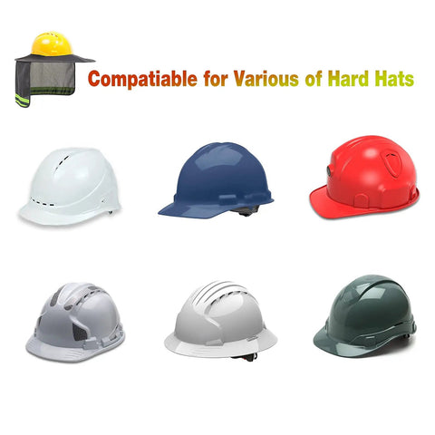 High Visibility Hard Hat Sun Shade Visor Neck Protector With Reflective Strip, compatible with various hard hat styles